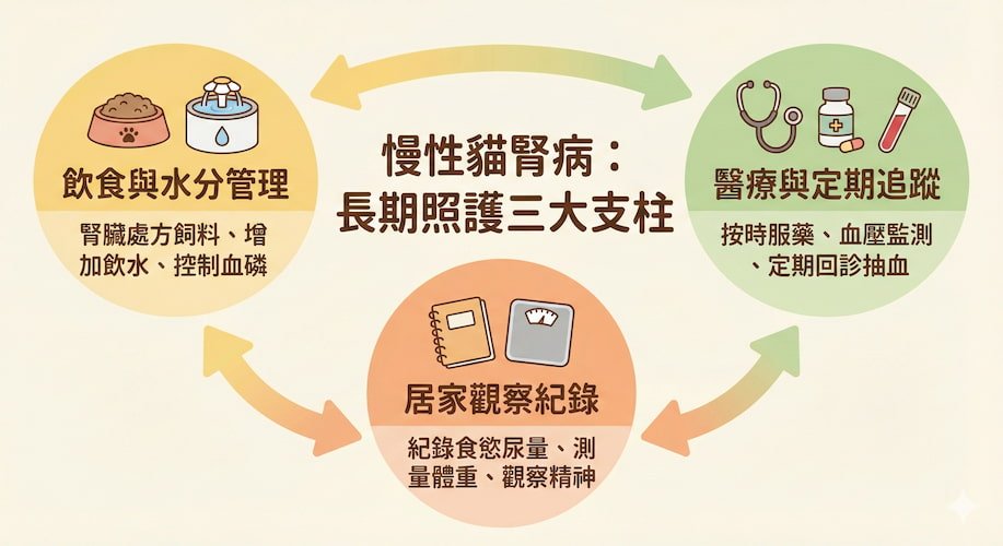 貓腎臟病:長期照護3大支柱