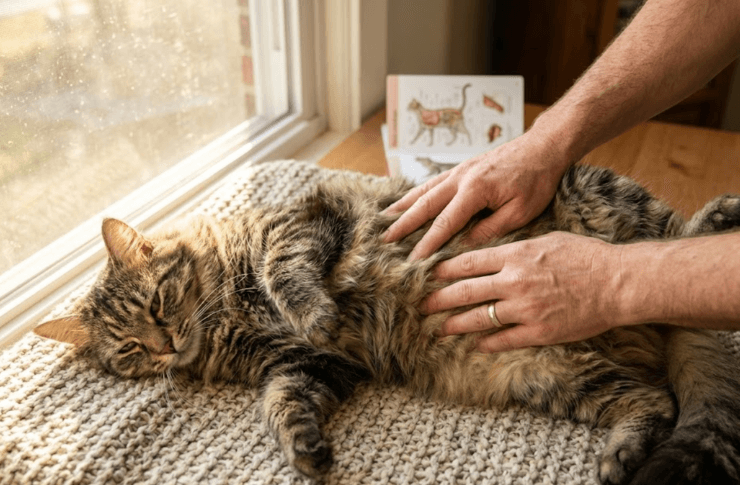 每週幫貓按摩腹部,如果摸到硬塊建議進一步檢查
