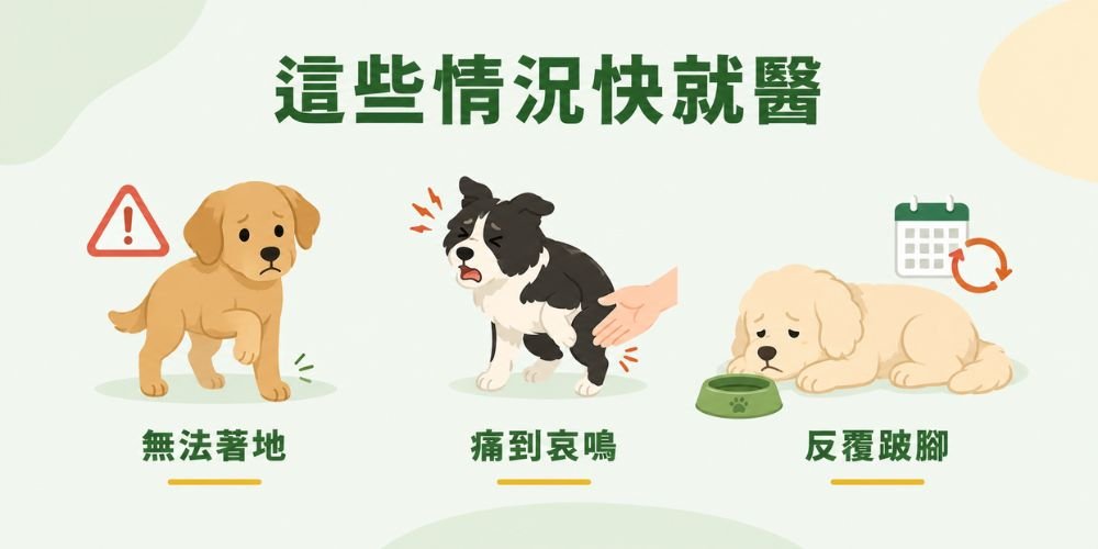 狗狗疑似腳扭傷，建議就診檢查的相關症狀